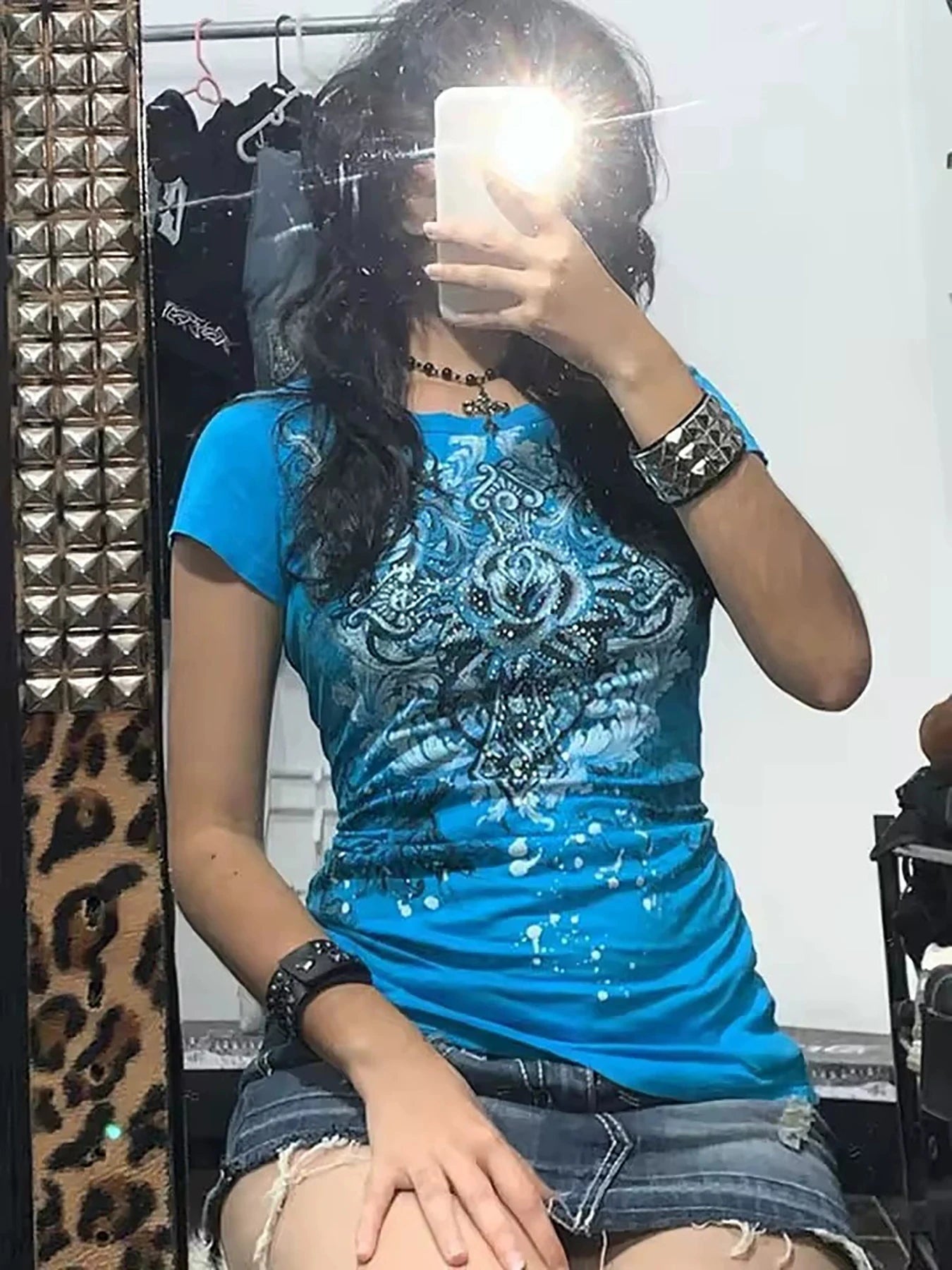 New personalized Y2K slim fit short sleeved printed T-shirt for...